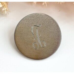 Letter "A" Silver Toned Round Shaped Monogrammed Vintage Brooch Pin